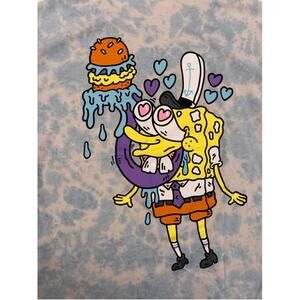 Men's H&M SpongeBob T-shirt Size M Blue Tie Dye